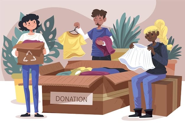 A person donating clothes and other belongings they no longer need, illustrating the act of decluttering and reducing waste.