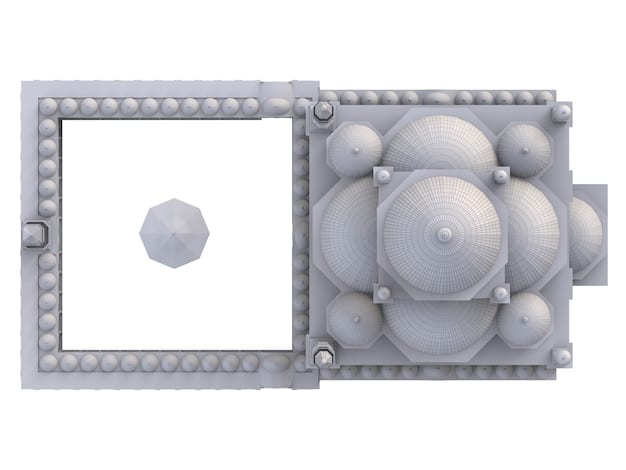 A detailed 3D rendering of a Small Modular Reactor (SMR) core, highlighting the compact design and advanced safety features. The rendering should showcase the reactor's internal components and cooling systems.