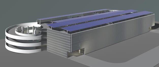 A rendering of a large-scale hydrogen storage facility connected to a renewable energy power plant. The image showcases the integration of hydrogen production, storage, and utilization for grid stabilization.