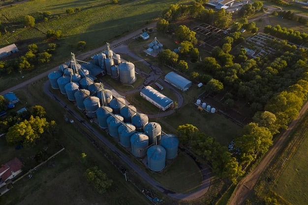 A modern biorefinery complex with various processing units, storage tanks, and transportation vehicles, emphasizing the integrated approach to producing multiple products from biomass. The image demonstrates the scalability and efficiency of biorefineries.