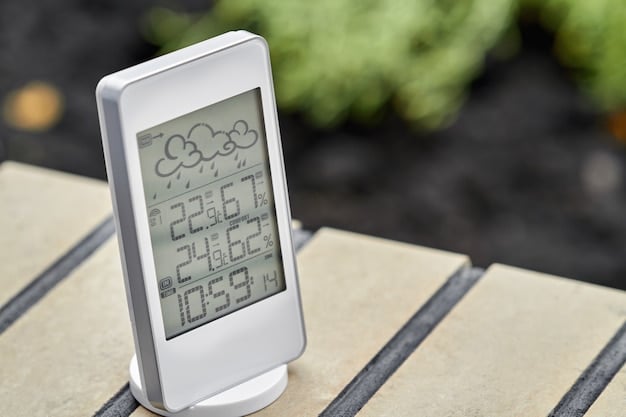 A close-up view of a smart meter displaying energy usage data for a home with solar panels.