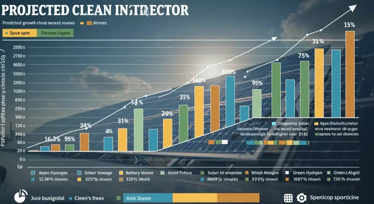 Infographic displaying projected growth rates across various clean tech sub-sectors for informed investment decisions.