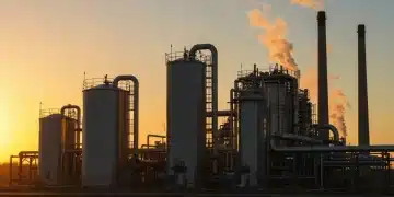 Modern US biorefinery facility with advanced technology and sustainable energy production