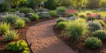 Drought-tolerant garden with vibrant native plants and efficient irrigation in a US home