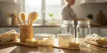 Eco-friendly kitchen with reusable products reducing plastic waste
