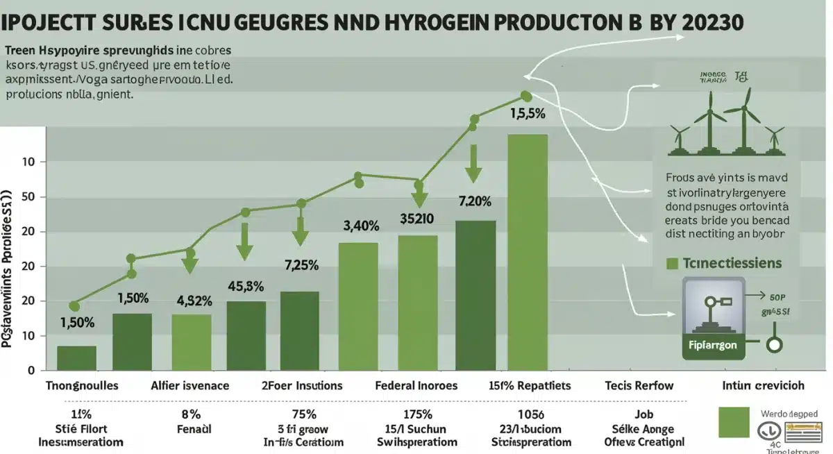 Infographic showing projected growth of US green hydrogen production by 2030 driven by federal incentives