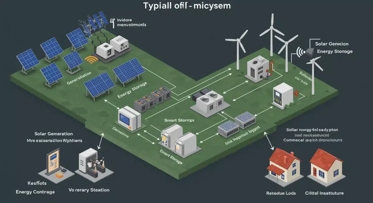 Infographic detailing microgrid components and energy flow.