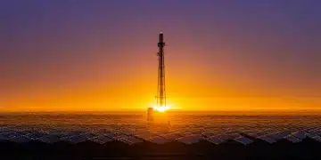 Concentrated Solar Power plant with advanced parabolic trough reflectors at sunset, showcasing energy innovation.