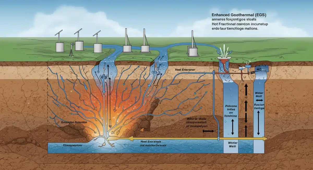 Detailed diagram of an Enhanced Geothermal System (EGS) operation
