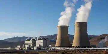 Futuristic geothermal power plant symbolizing clean energy and innovation