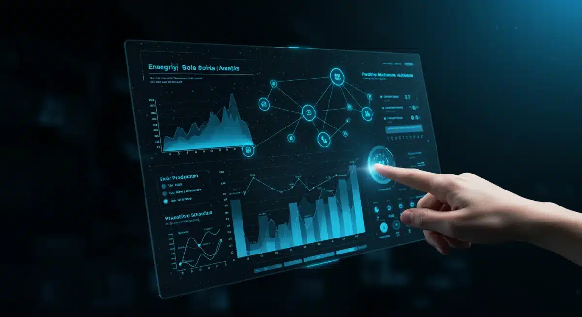 AI-powered solar monitoring dashboard showing optimized energy flow and solar panel efficiency.