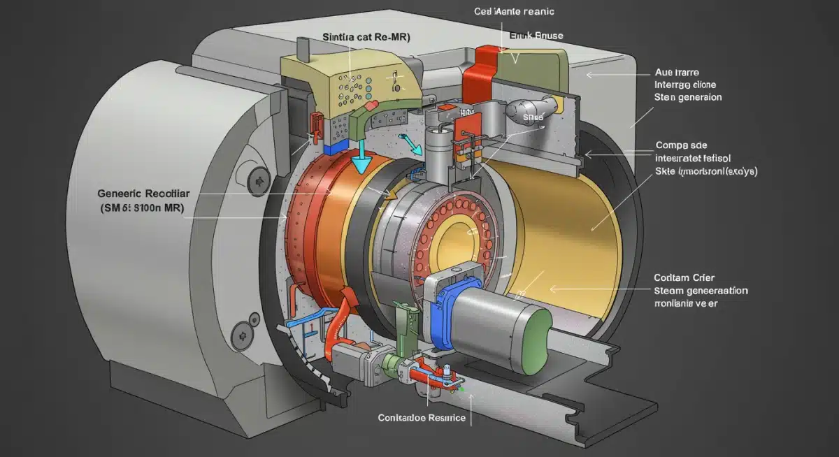 Detailed cross-section of a Small Modular Reactor (SMR) illustrating its compact and integrated design.