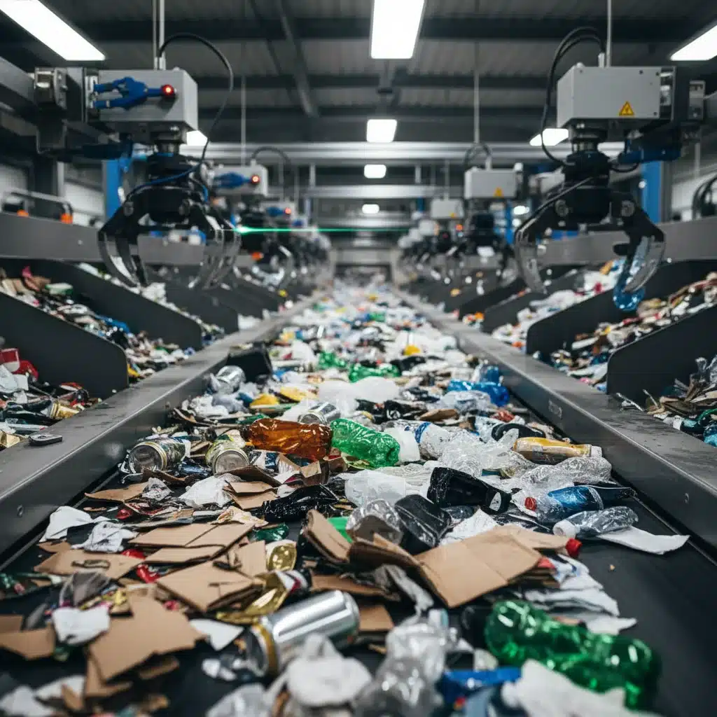 Automated recycling facility sorting materials