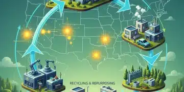 Circular economy illustration with clean technology and US investment hotspots