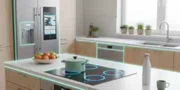 Modern kitchen with energy-efficient appliances saving money