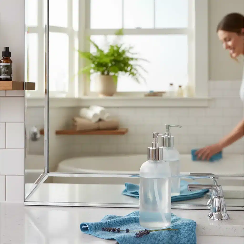 Sparkling clean bathroom mirror with natural cleaner
