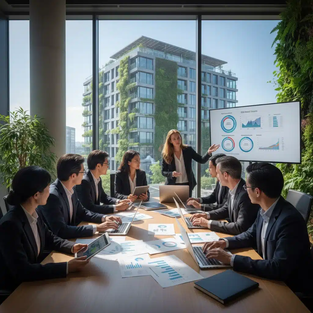 Investors discussing sustainable finance and impact investment strategies