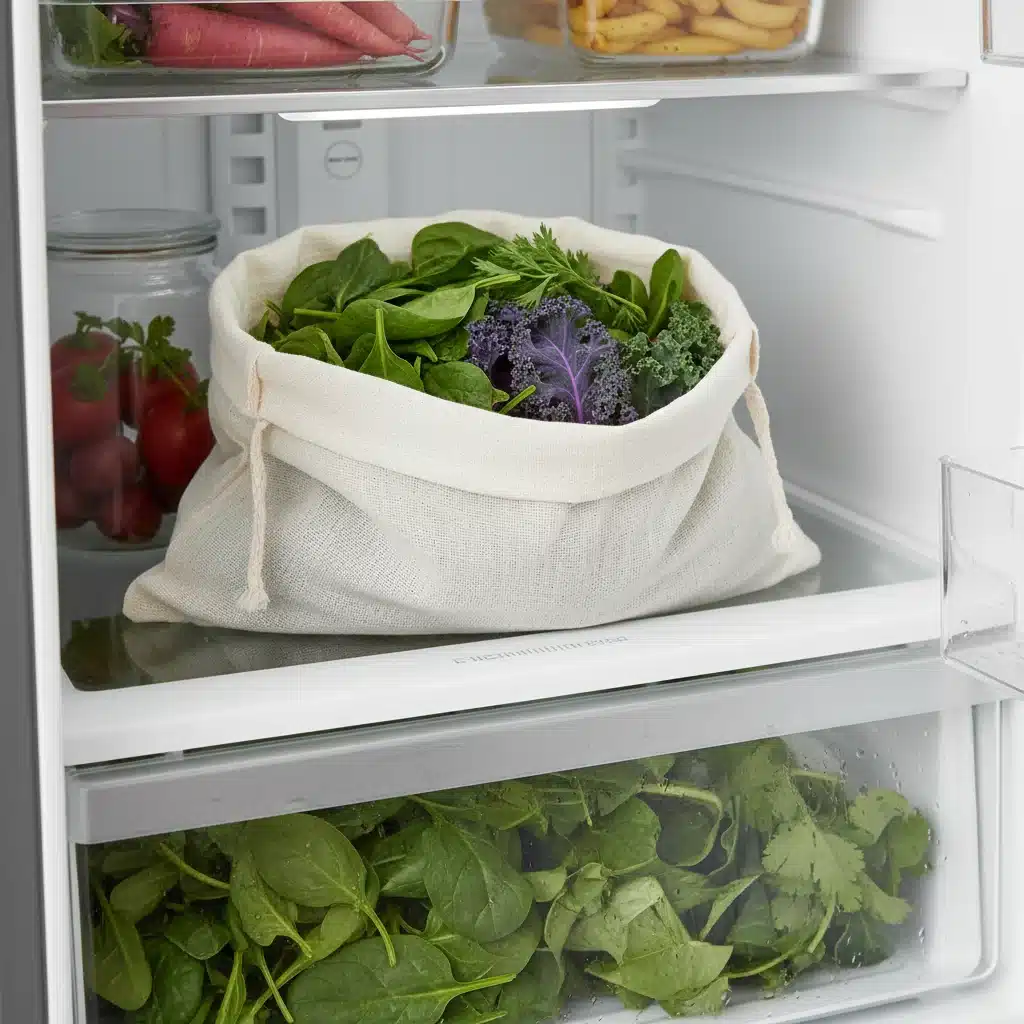 Leafy greens stored in a crisper drawer