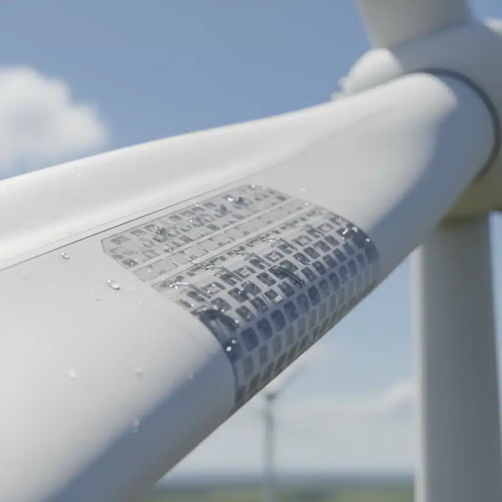 Close-up of a morphing wind turbine blade leading edge with adaptive technology.